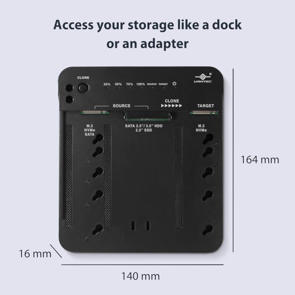 Vantec CB-M2NVME-C3 Multi-Function M.2 NVMe Driver SATA Adapter w Clone Software