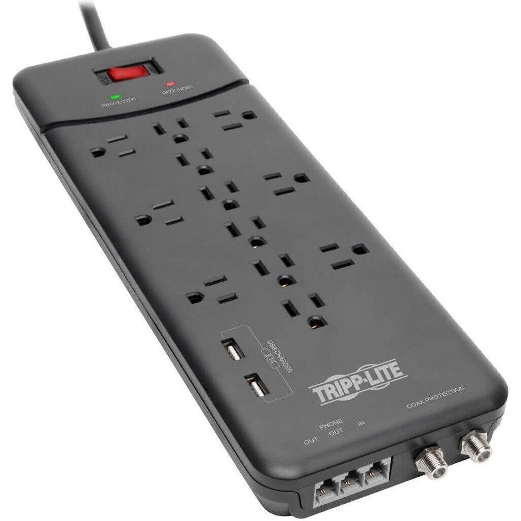 Eaton TLP128TTUSBB Protect It! 12-Outlet Surge Protector, 8 ft. (2.43 m) Cord