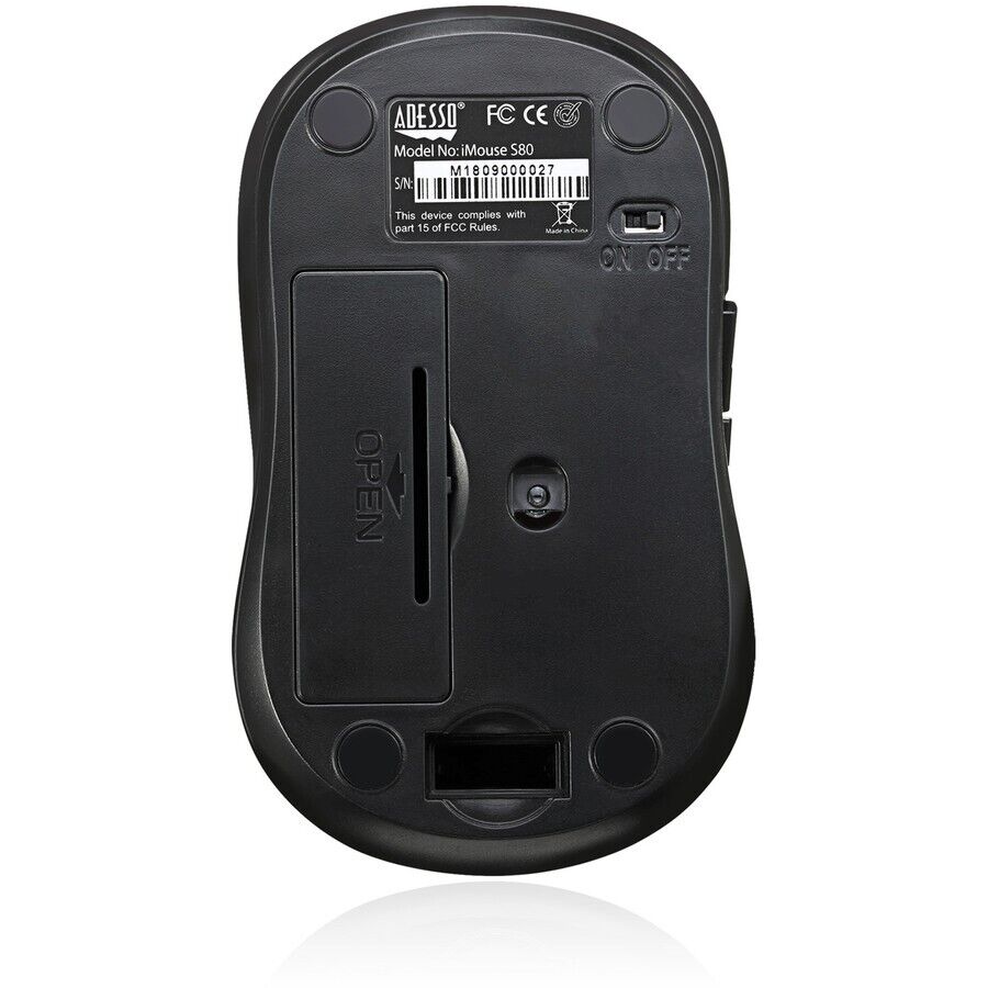 Adesso iMouse S80B Wireless Fabric Finish Mini RF Mouse 1600dpi 6 Buttons Tilt
