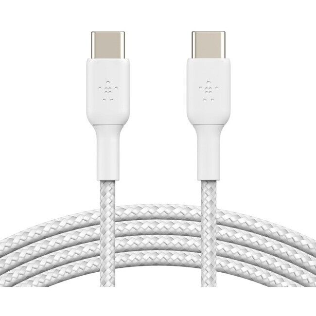 Belkin CAB004bt1MWH 3.3 Ft USB-C to USB-C Braided Cable for Power & Data White