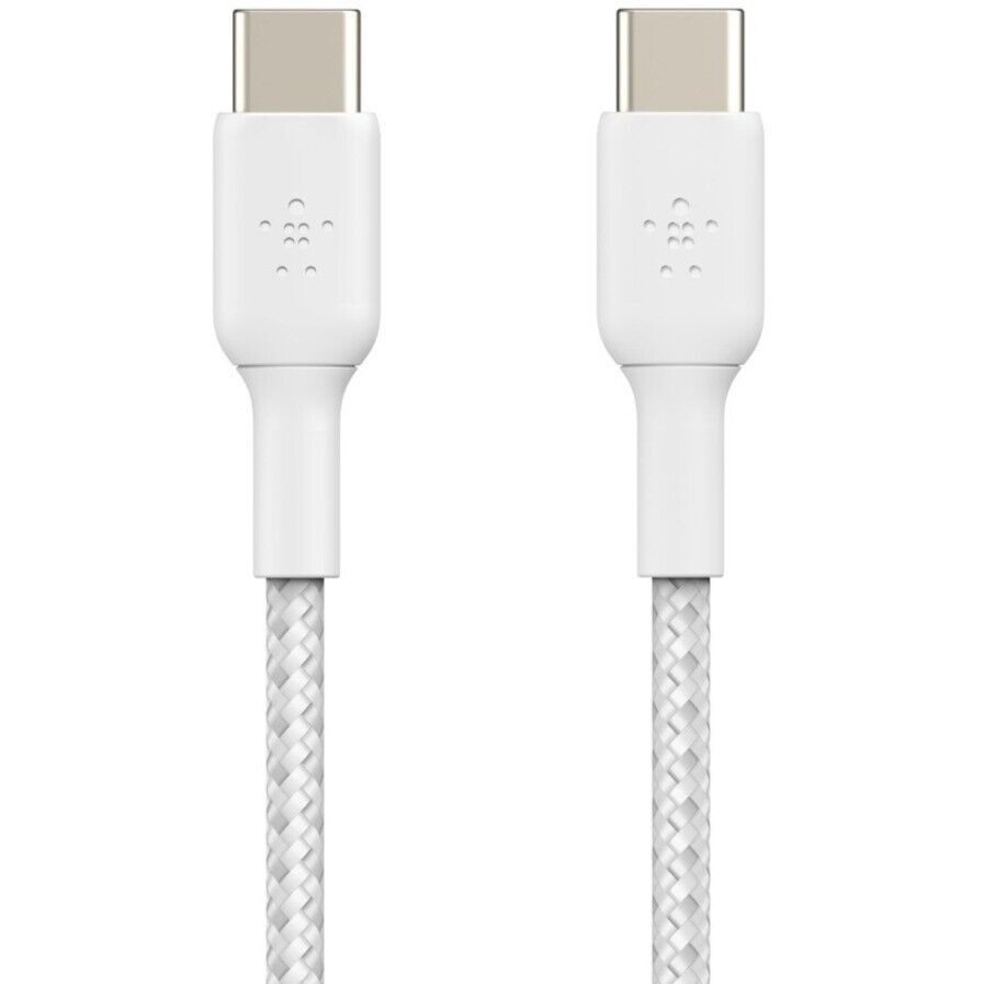 Belkin CAB004bt1MWH 3.3 Ft USB-C to USB-C Braided Cable for Power & Data White