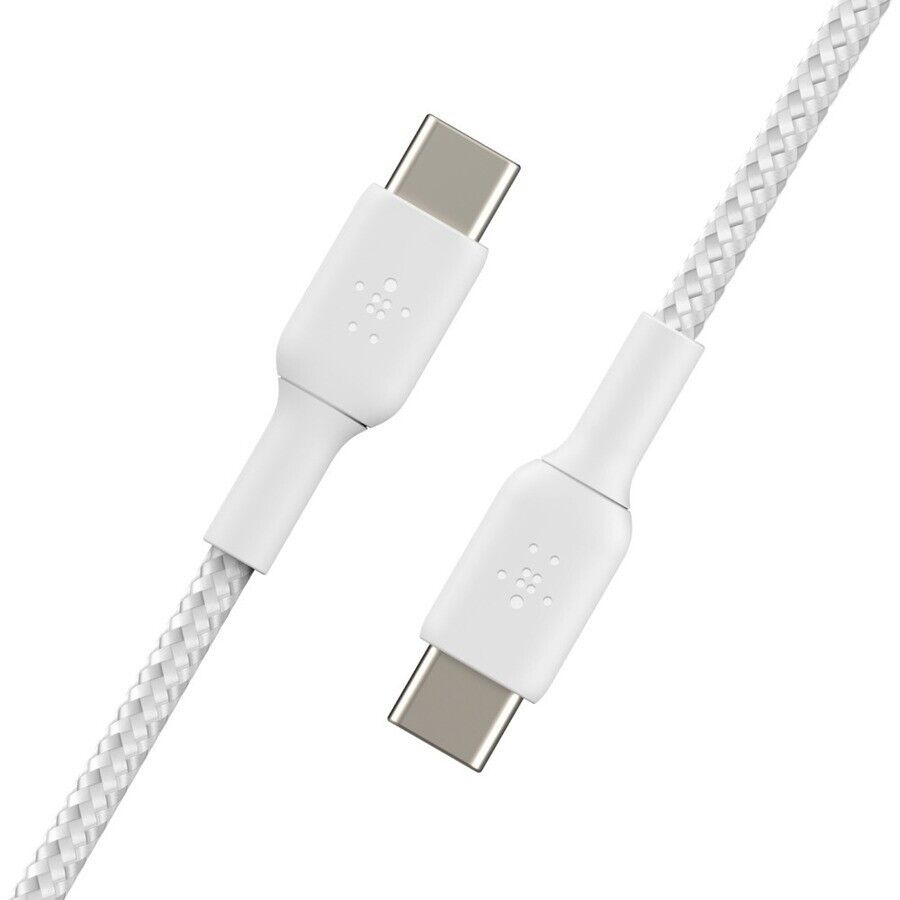 Belkin CAB004bt1MWH 3.3 Ft USB-C to USB-C Braided Cable for Power & Data White