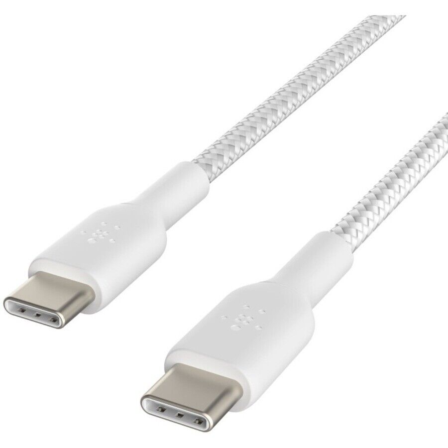Belkin CAB004bt1MWH 3.3 Ft USB-C to USB-C Braided Cable for Power & Data White