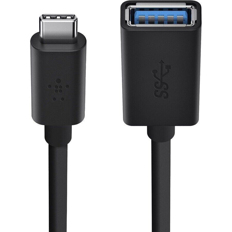 Belkin B2B150-BLK 6 Ft USB-C to USB-A 3.0 Slim Round Adapter Cable Black