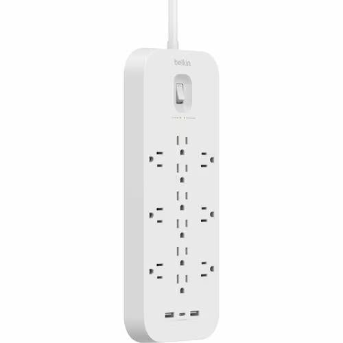 Belkin SRA007p12tt6 6Ft 12-Outlets Surge Protector USB-C/A 4000J Power Strip WHT