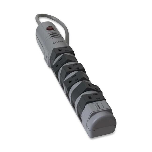 Belkin BP108200-06 6Ft 8-Outlets Surge Protector 1800J Flexible Pivot Plug Gray