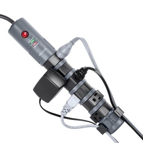 Belkin BP108200-06 6Ft 8-Outlets Surge Protector 1800J Flexible Pivot Plug Gray