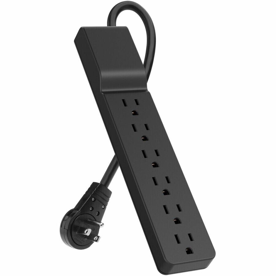 Belkin BSE600-06BLK-WM 6FT 6 Outlets Surge Protector 600J Rotating Plug Black