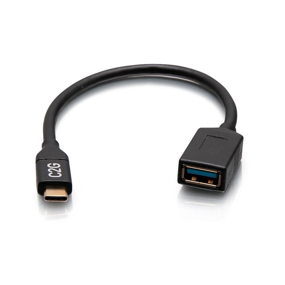 C2G C2G29515 6" USB-C to USB-A Converter Adapter Data Transfer Cable Round Black