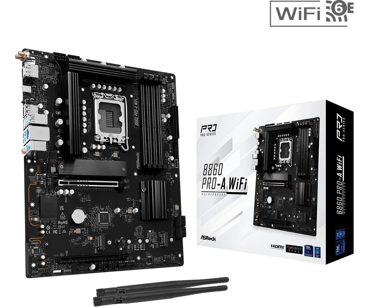 ASRock B860 PRO-A WIFI LGA 1851 Intel B860 SATA 6Gb/s DDR5 Intel Core Ultra ATX