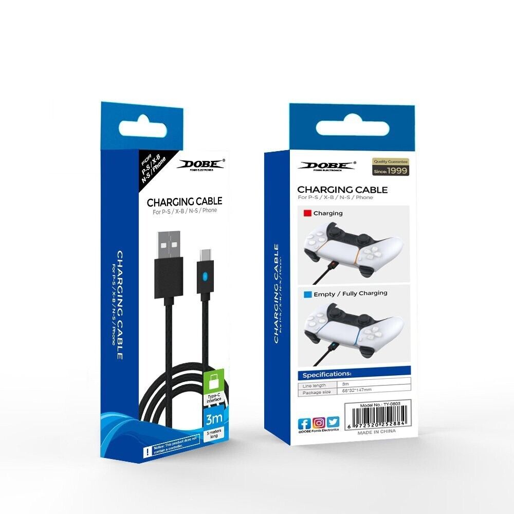 DOBE TY-0803B 10ft Braided USB C Stronger 1A Charging Cable Compatible with ps5