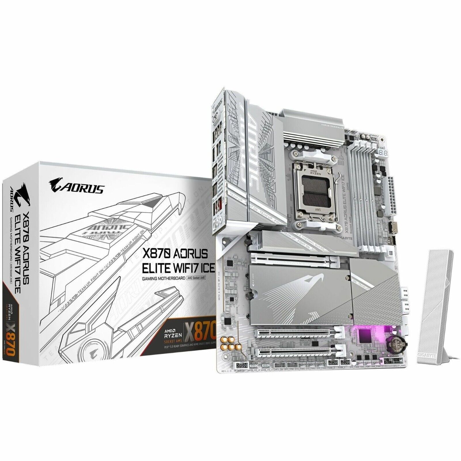 Gigabyte X870 AORUS ELITE WIFI7 ICE Ultra Durable Gaming Desktop Motherboard
