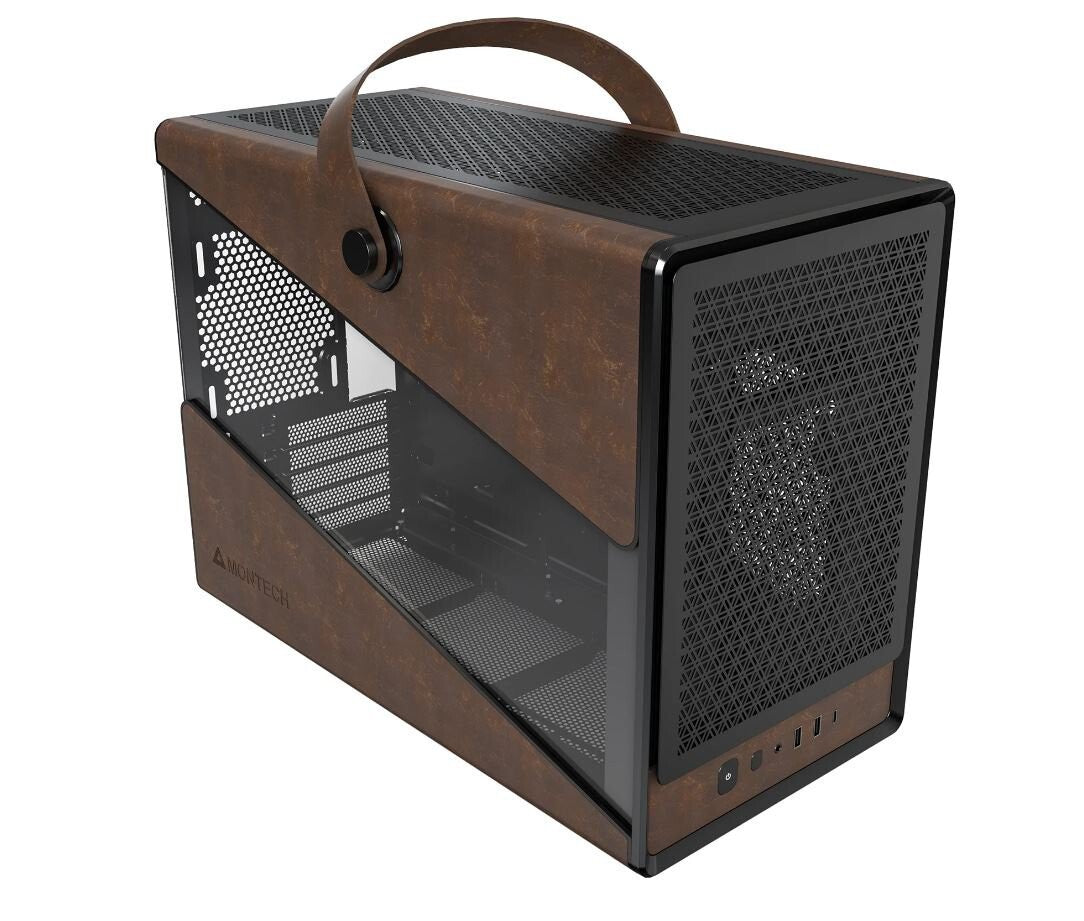 Montech HERITAGE-B Heritage Micro ATX Mini-ITX Tempered Glass/Leather Finish Cas