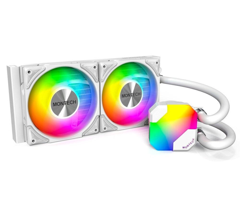 Montech HYPERFLOW ARGB 240 WHITE Liquid CPU Cooler, AIO Water Cooler, Intel AMD