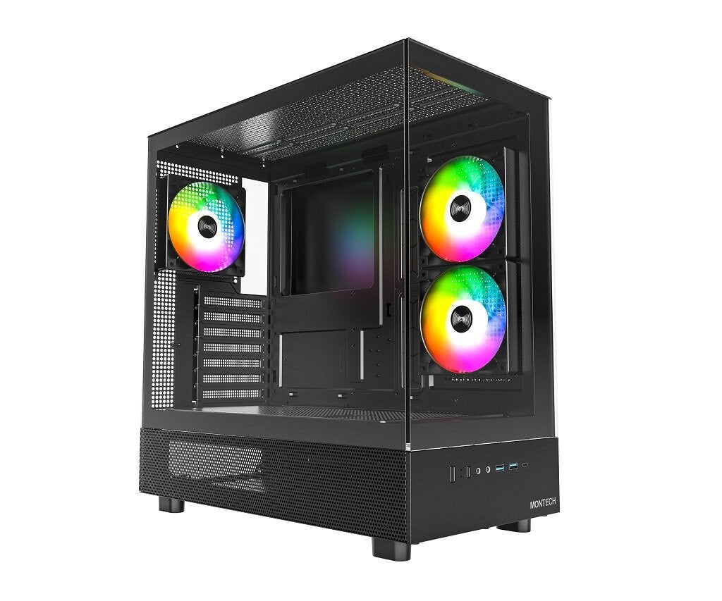 Montech XR-B XR ATX Mid-Tower PC Gaming Case 3 x 120mm ARGB PWM Fans Pre-Install