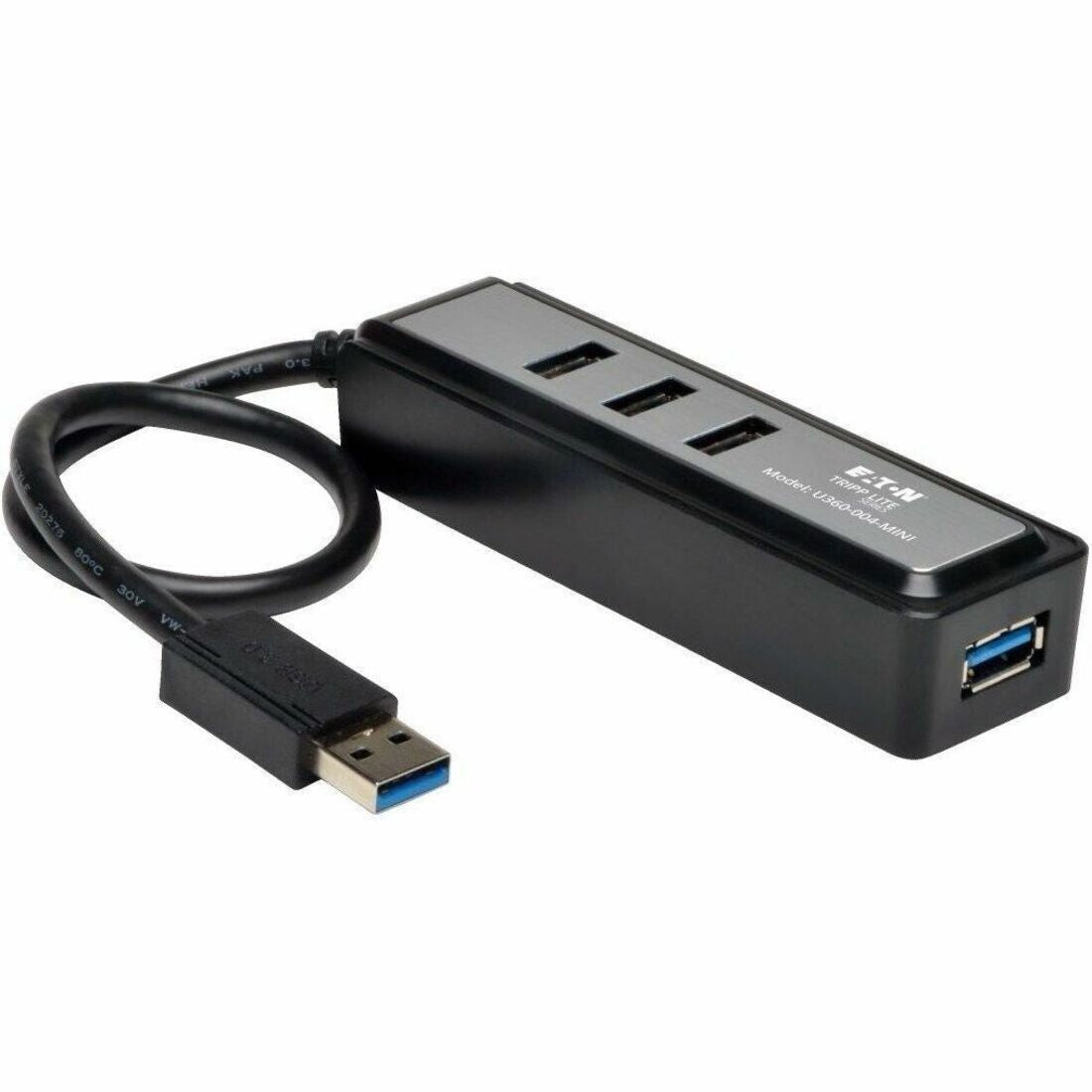 Eaton U222-004-MINI 6" 4 Port Portable USB 3.0 Type A Hub Black