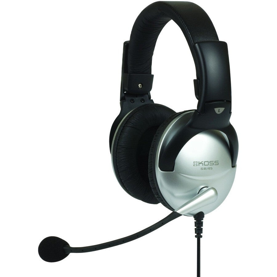 KOSS 195679 SB45 8Ft Gaming Stereo Over Head Headset Noise Can Mic 3.5mm Black
