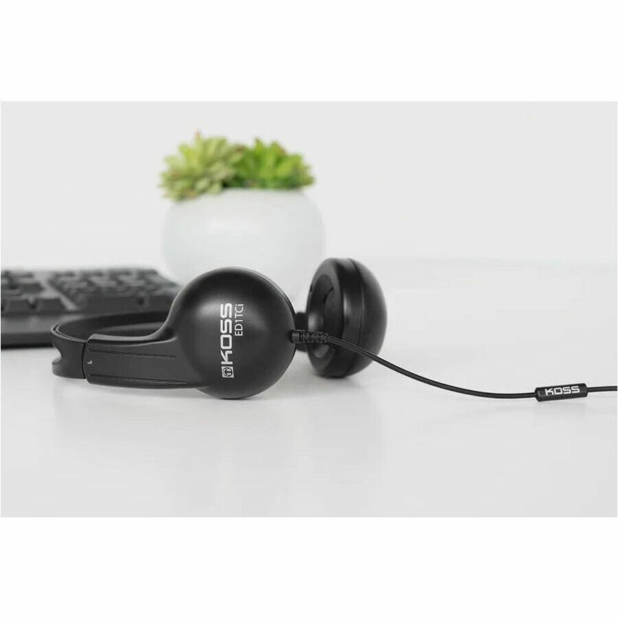 KOSS 197360.101 ED1TCi 4Ft Stereo Over Head Headset w Mic on Cable 3.5mm Black