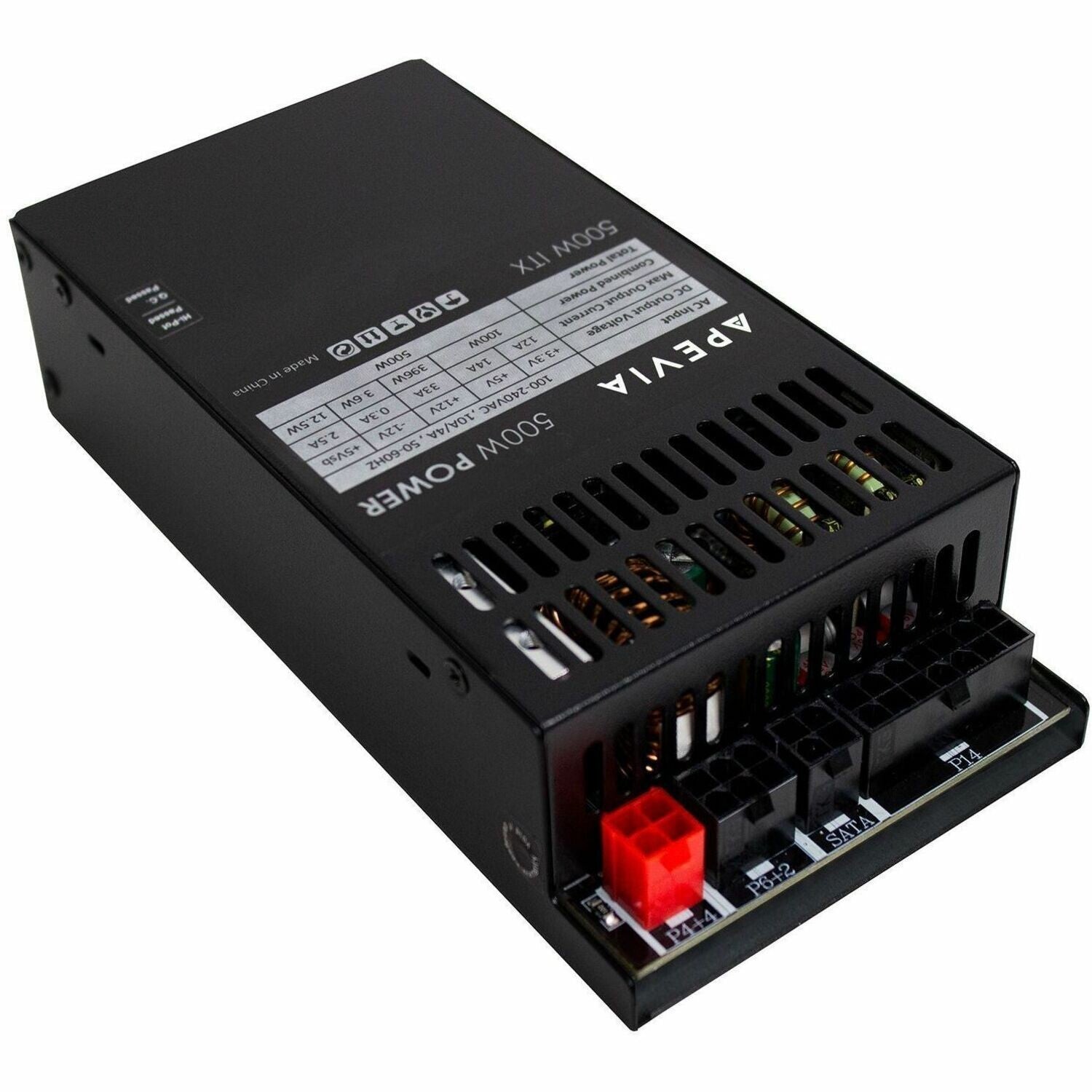 Apevia ITX-PFC500W 500W Power Supply Black ATX, 1U, Mini-ITX/Flex ATX, Internal