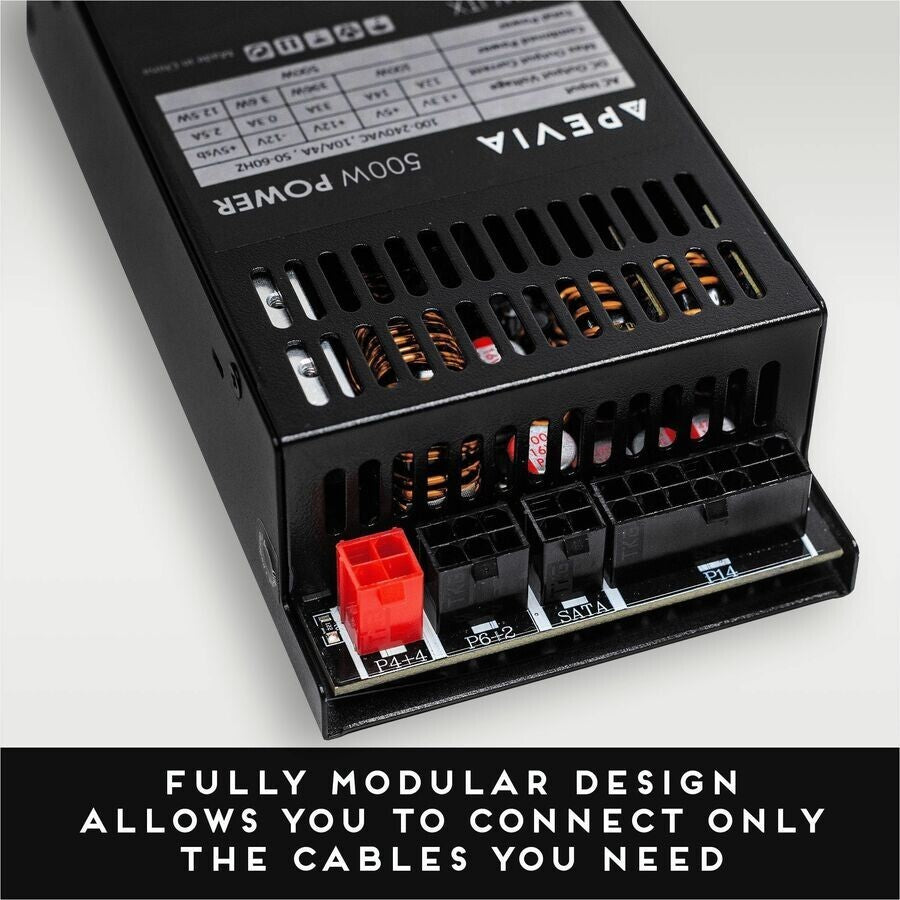 Apevia ITX-PFC500W 500W Power Supply Black ATX, 1U, Mini-ITX/Flex ATX, Internal