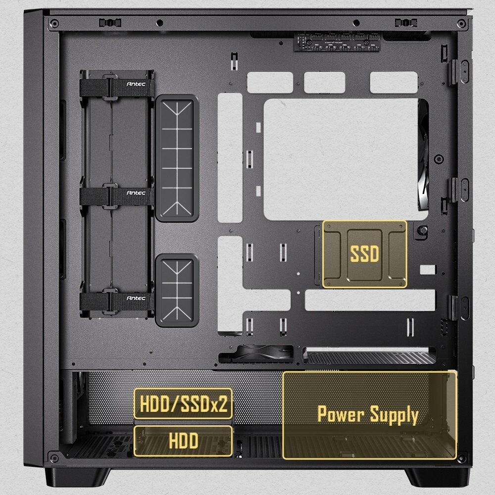 Antec FLUX SE, Sound-Dampening Side Panels, 5 x PWM Fans Included, Front Panel