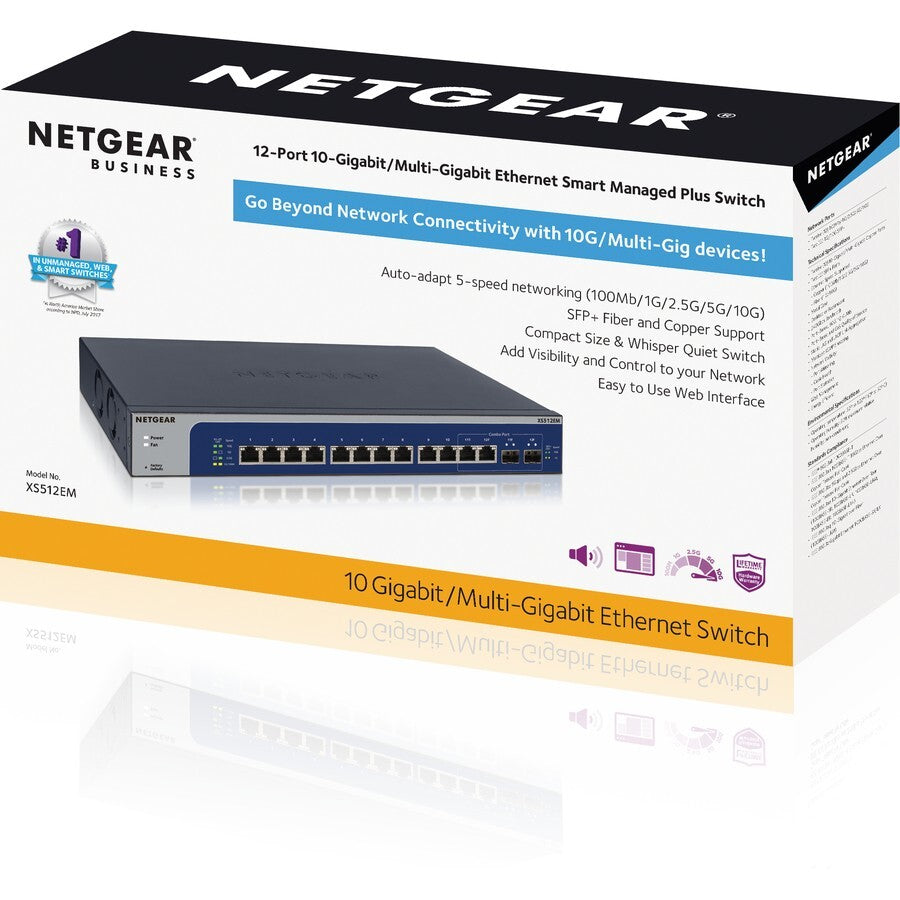 Netgear XS512EM-100NAS 12 Port 10G SFP+ Ethernet Smart Managed Plus Switch
