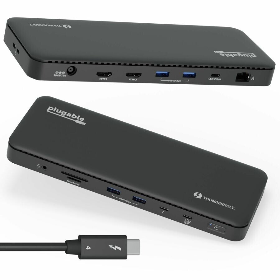 Plugable TBT4-UD5 Thunderbolt 4 Docking Station Dual Monitor 100W Charging