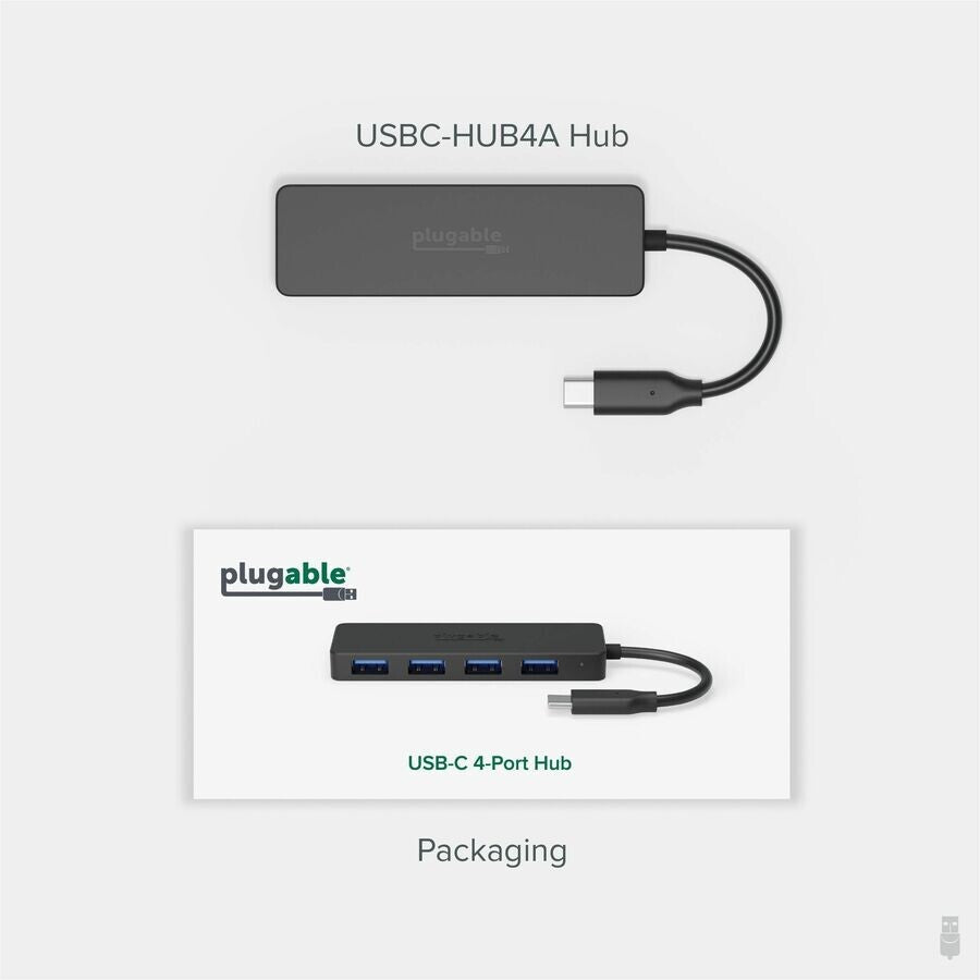 Plugable USBC-HUB4A 4 Port USB-C to USB 3.0 Hub Laptop Splitter 640Mbps Transfer