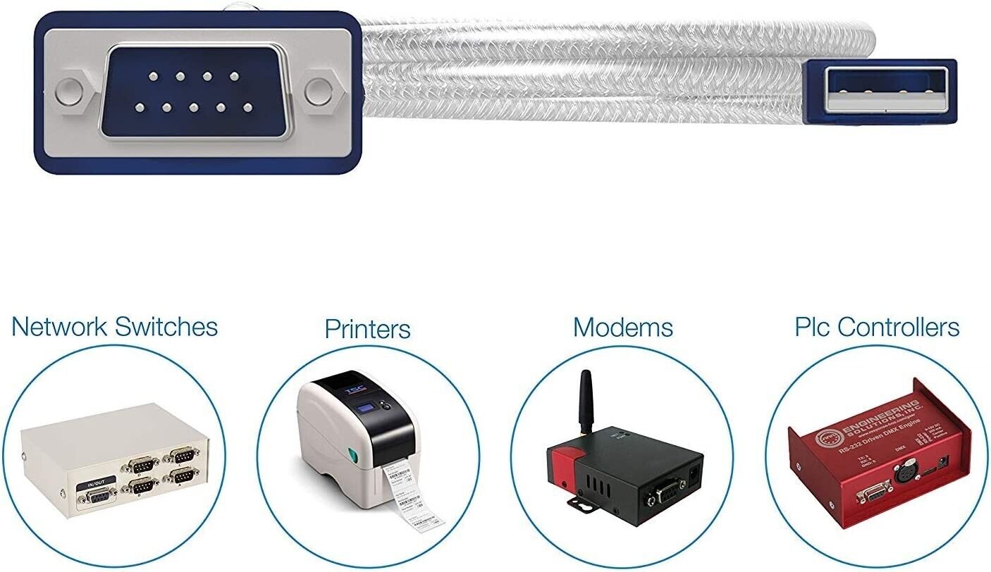 Sabrent SBT-USC6M 6 Feet USB to RS-232 Serial 9 Pin Adapter Prolific PL2303