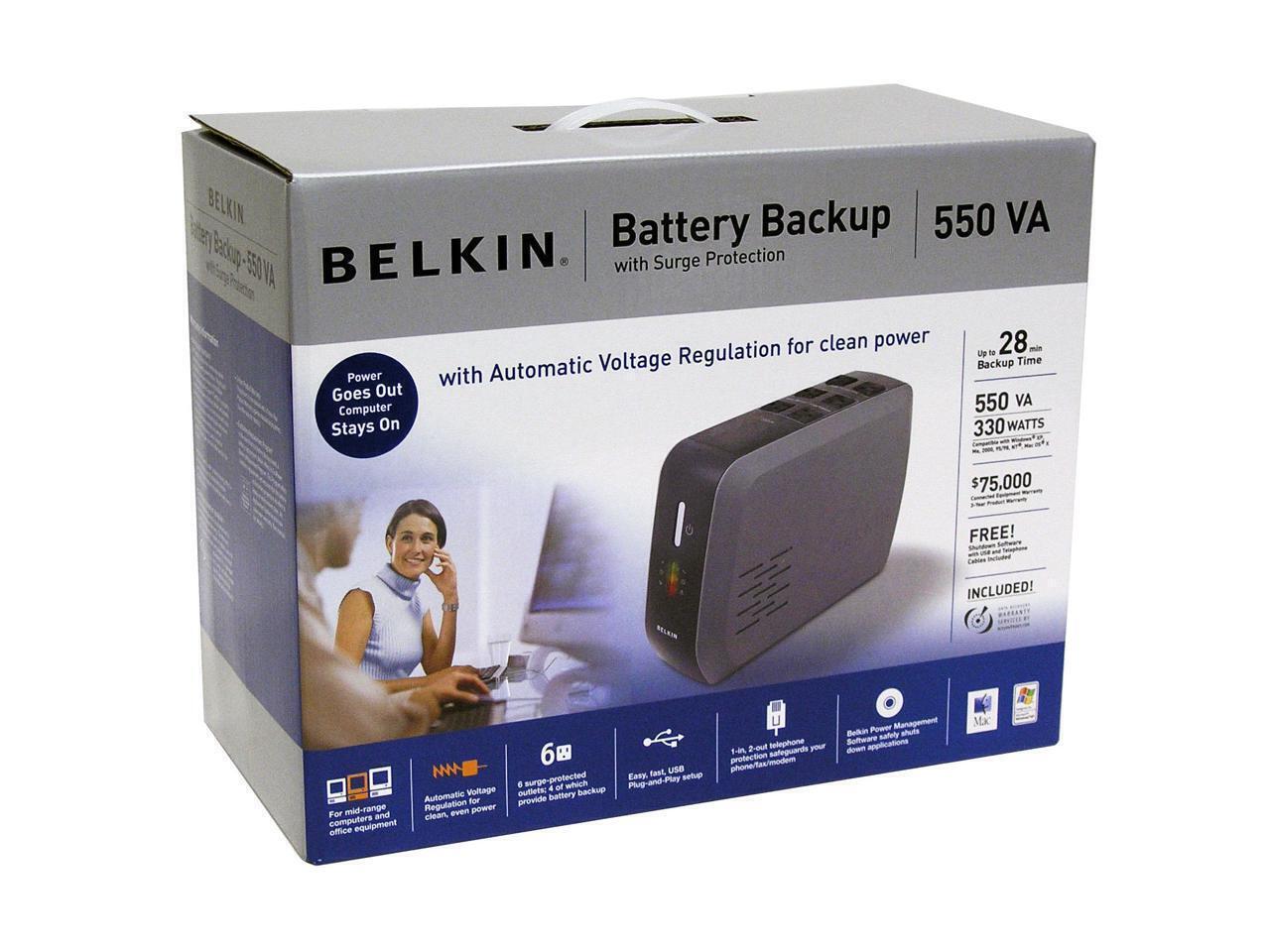 Belkin F6C550-AVR Office AVR UPS BackUp 550VA 330W 6 Outlets 890 Joules Surge