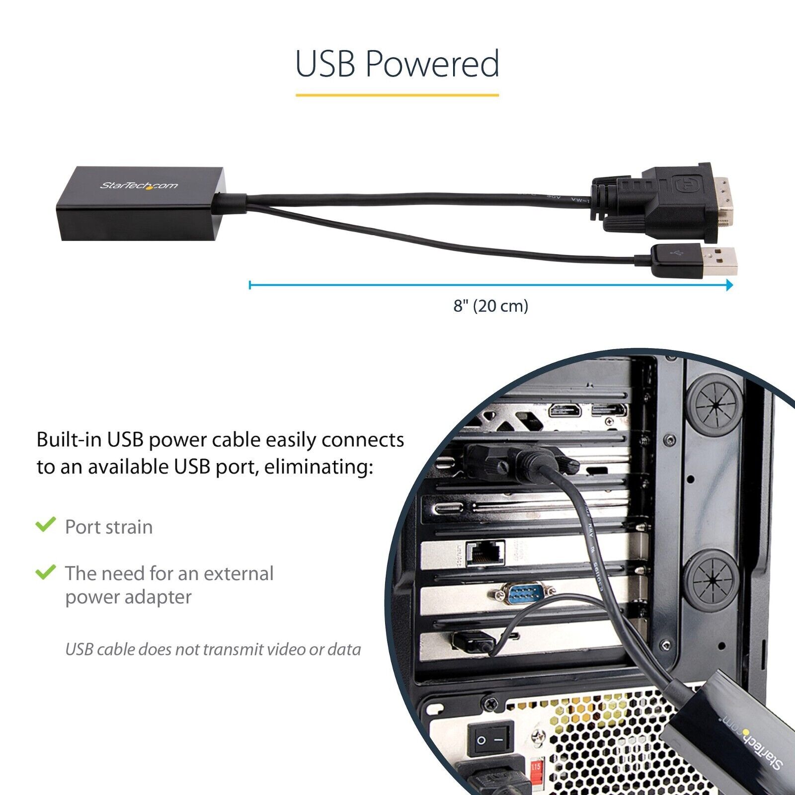 StarTech DVI2DP2 DVI to DisplayPort Adapter with USB Power - DVI-D to DP Video