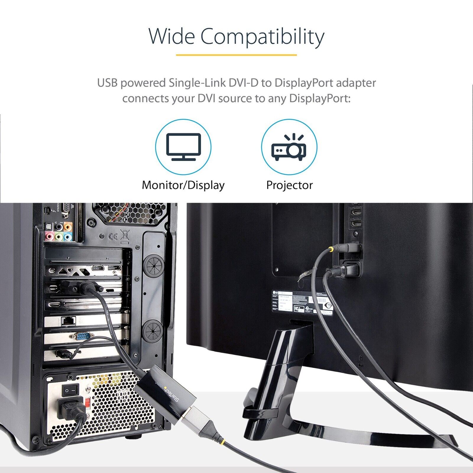 StarTech DVI2DP2 DVI to DisplayPort Adapter with USB Power - DVI-D to DP Video