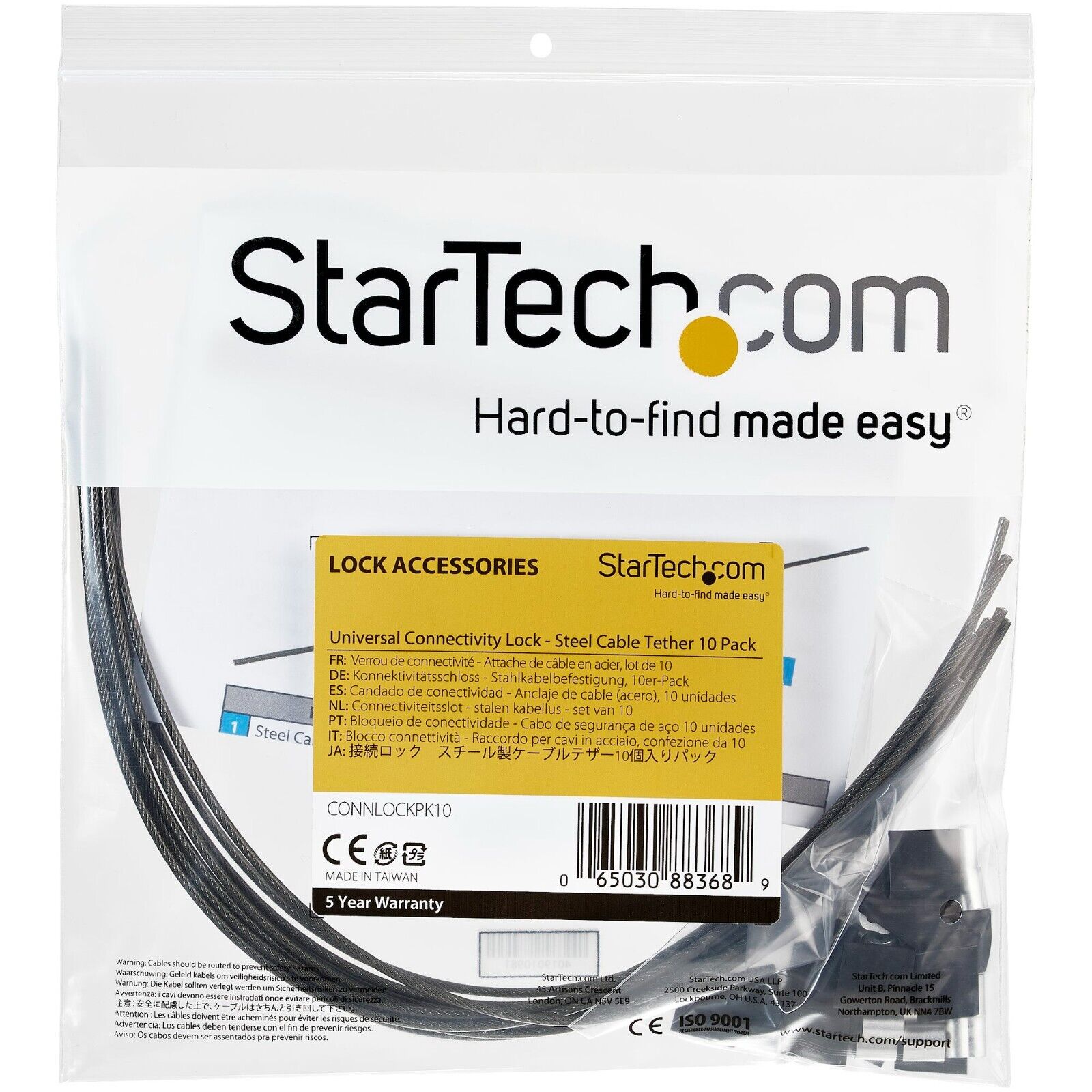 StarTech CONNLOCKPK10 10-Pack Security Cable Tethers for Adapters & Dongles