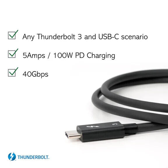 Plugable TBT3-40G80CM Thunderbolt 3 Cable 40Gbps Supports 100W (20V,5A) Charging
