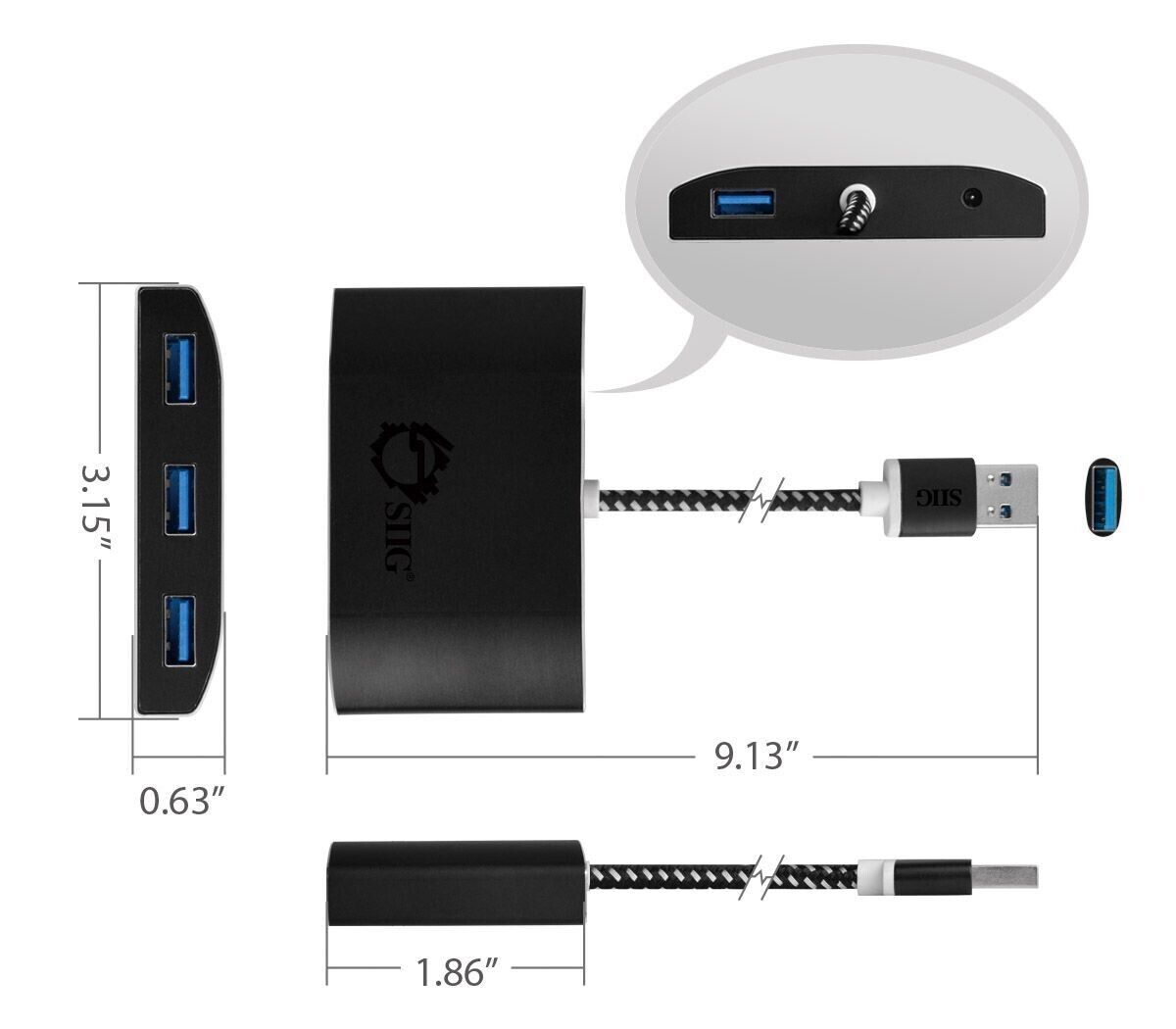 SIIG JU-H40F12-S1 SuperSpeed USB 3.0 4-Port Powered Hub - USB - External