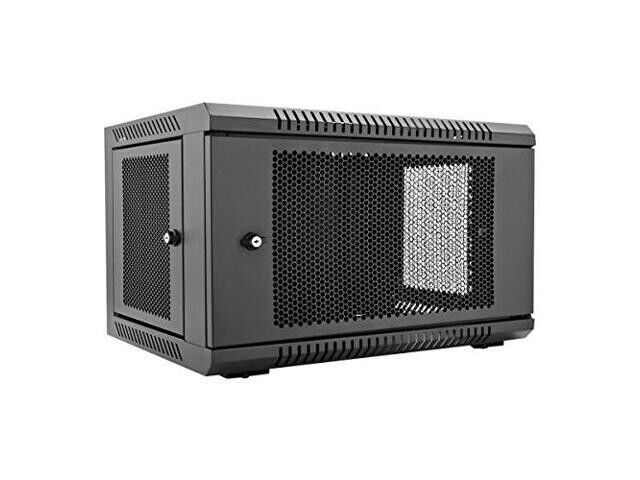 V7 RMWC6U-1N 6U Rack Wall Mount Locking Enclosure w 4 Casters, Keys, Hardware