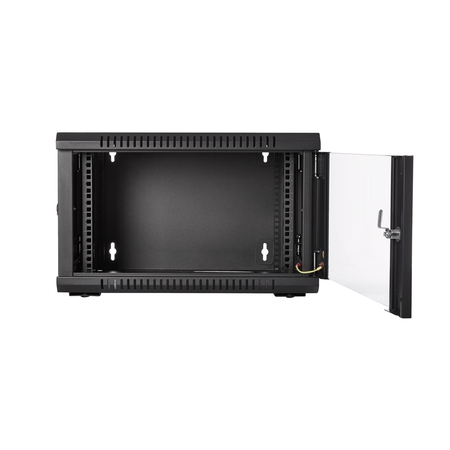 V7 RMWC6U-1N 6U Rack Wall Mount Locking Enclosure w 4 Casters, Keys, Hardware