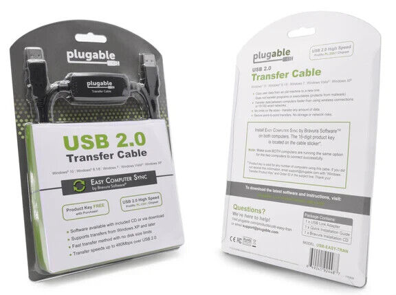 Plugable USB-EASY-TRAN USB 2.0 Transfer Cable, Unlimited Use, Transfer Data