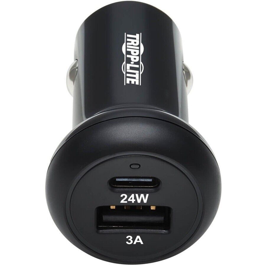 Tripp Lite U280-C02-24W-1B USB-C USB-A Quick Car Charger 2 Ports 24W 3A Black