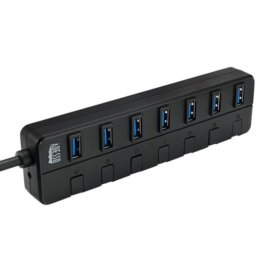 Adesso AUH-3070P 7-ports USB 3.0 Hub with 5V2A Power Adaptor - USB - External