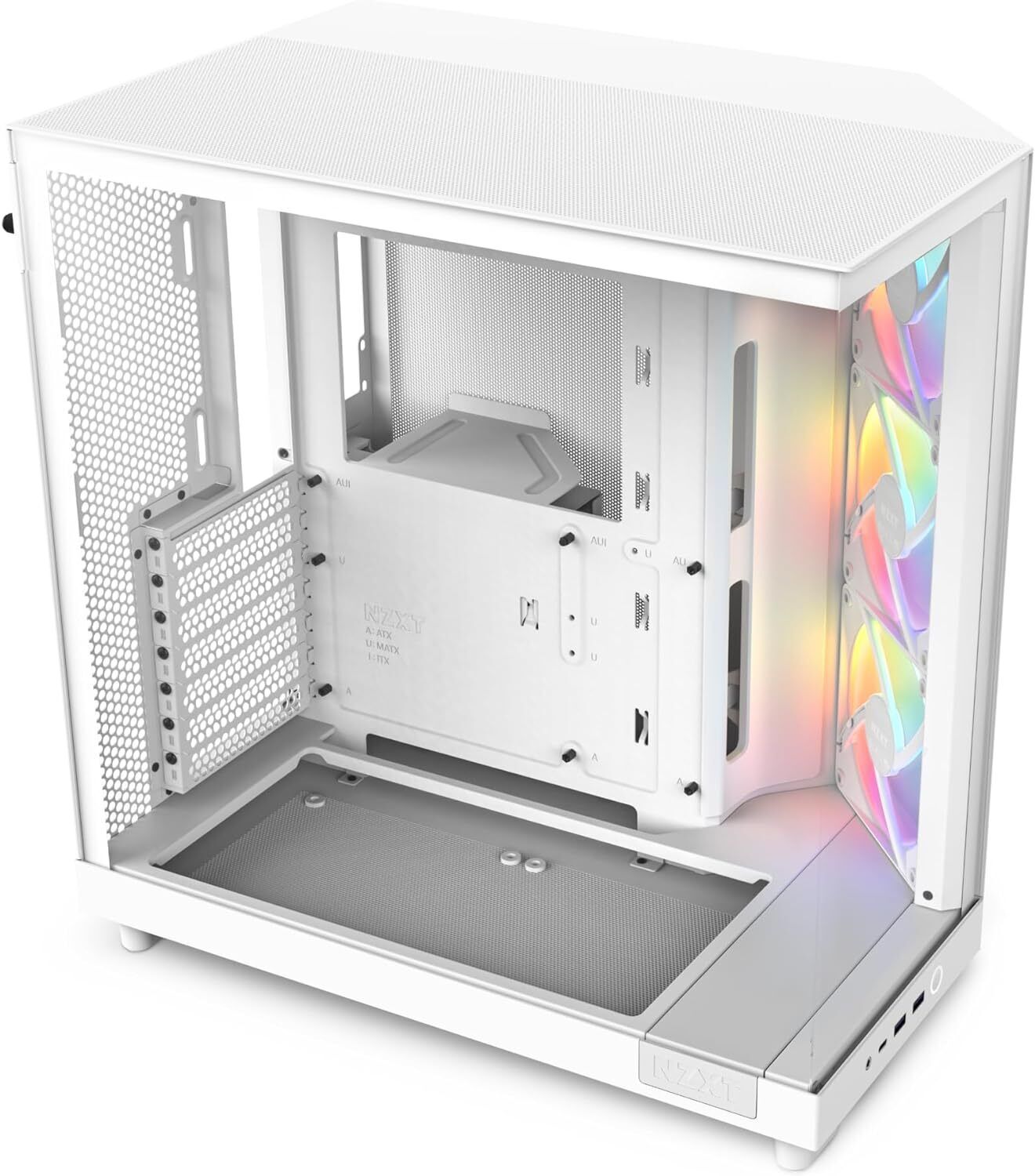 NZXT CC-H61FW-R1 Computer Case H6 FLOW RGB Mid-Tower Tempered Glass White Retail