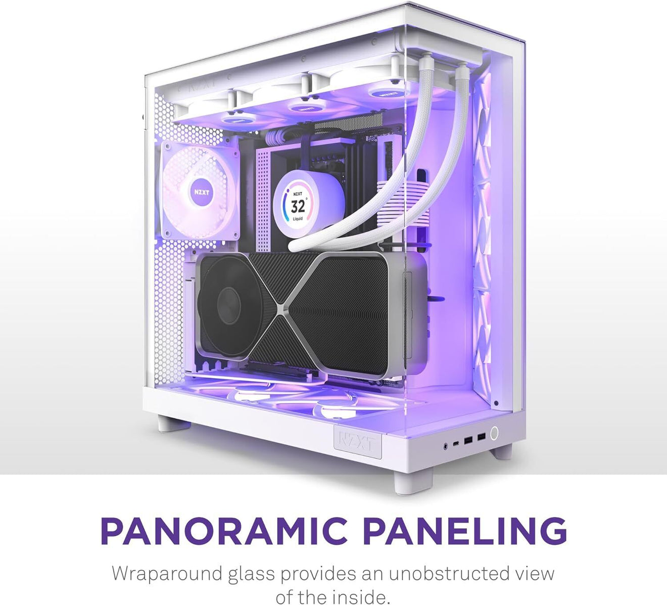 NZXT CC-H61FW-R1 Computer Case H6 FLOW RGB Mid-Tower Tempered Glass White Retail