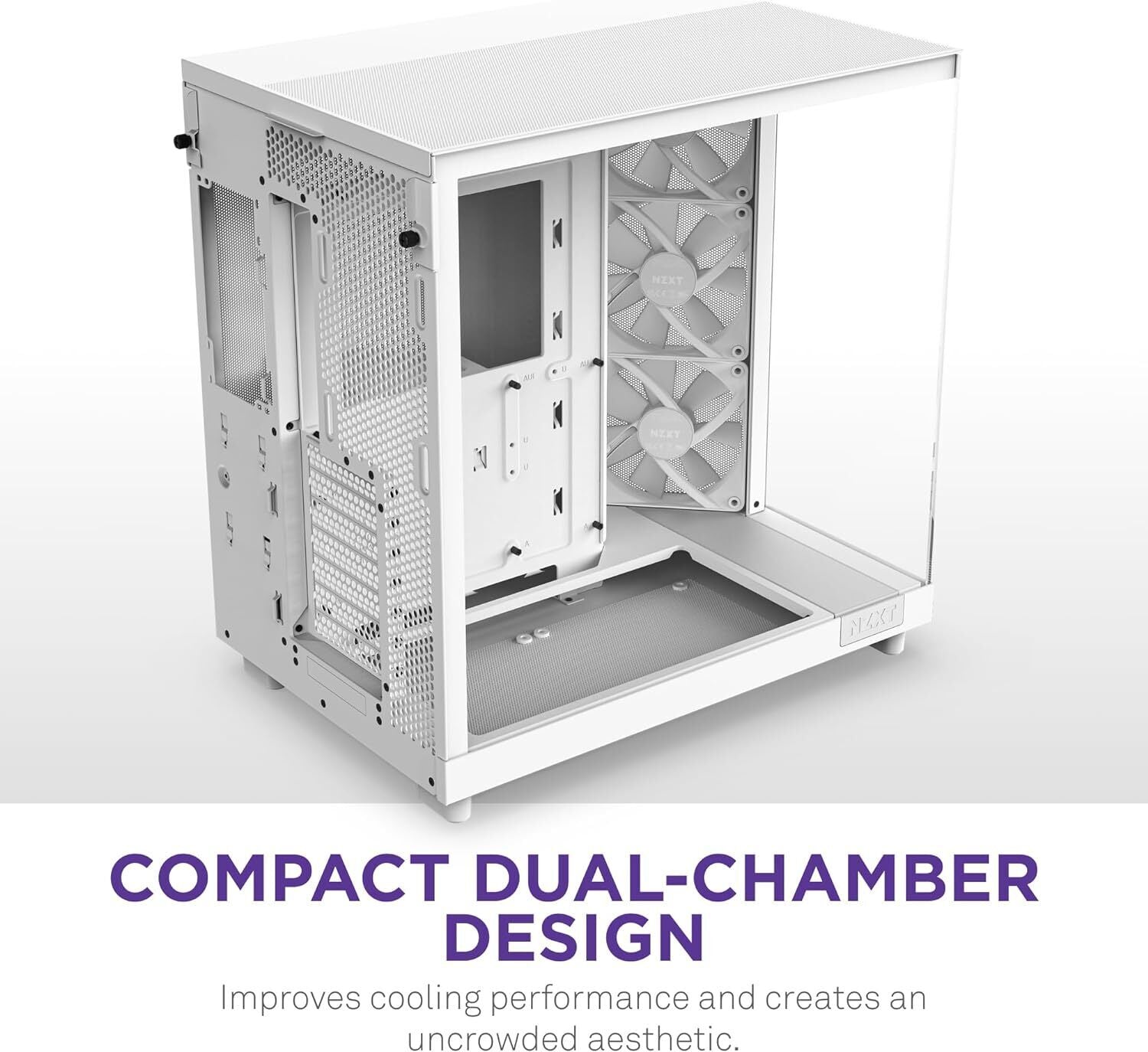 NZXT CC-H61FW-R1 Computer Case H6 FLOW RGB Mid-Tower Tempered Glass White Retail