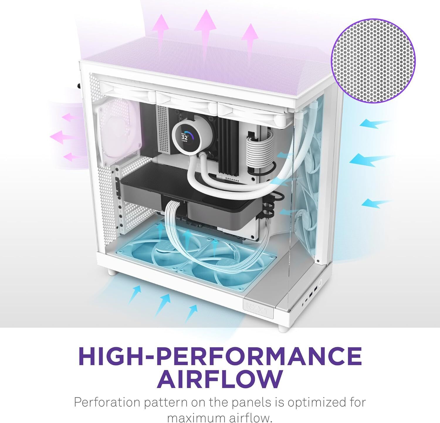 NZXT CC-H61FW-01 Computer Case H6 Flow ATX Mid-Tower SGCC Steel Tempered Glass