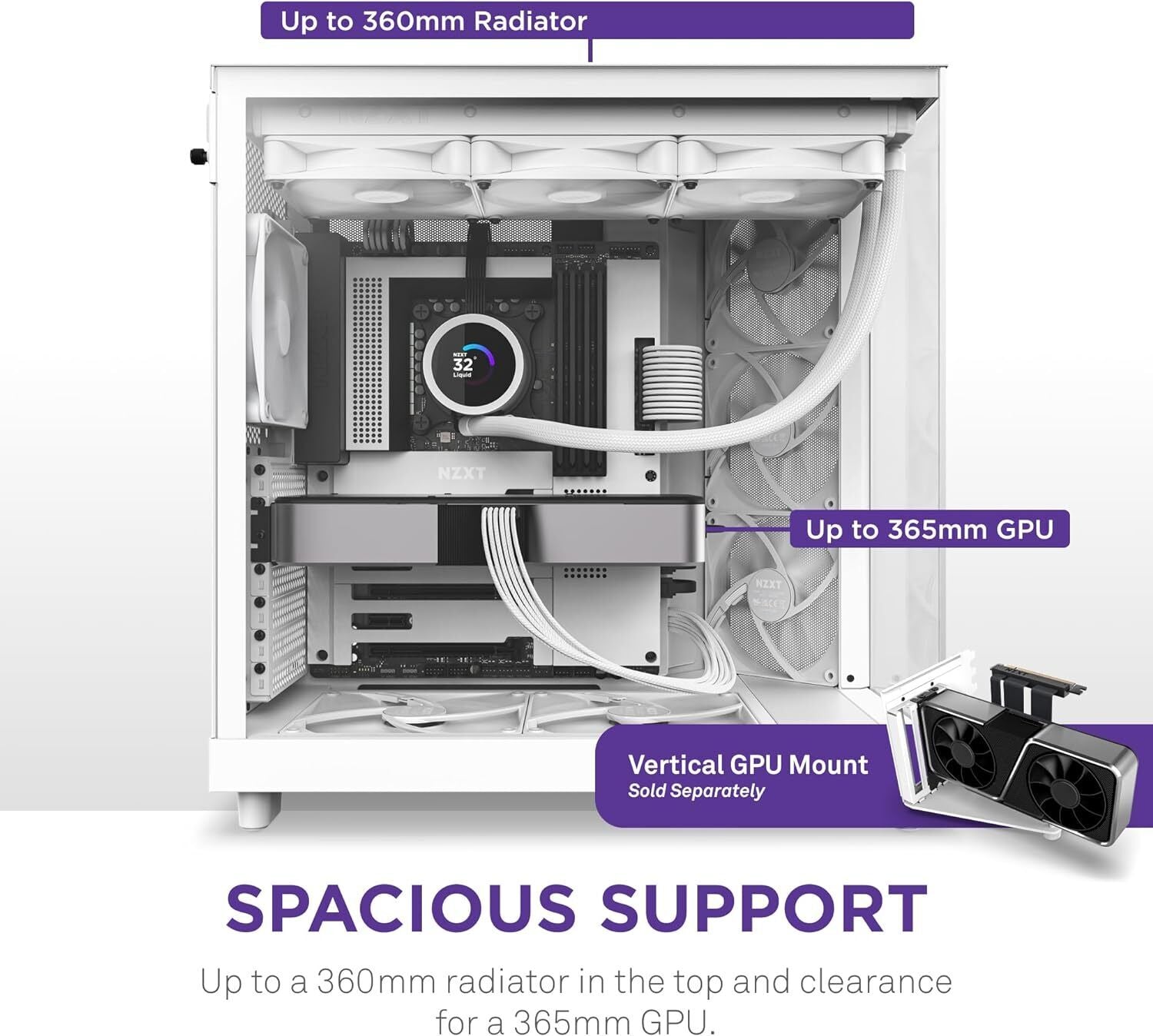 NZXT CC-H61FW-01 Computer Case H6 Flow ATX Mid-Tower SGCC Steel Tempered Glass