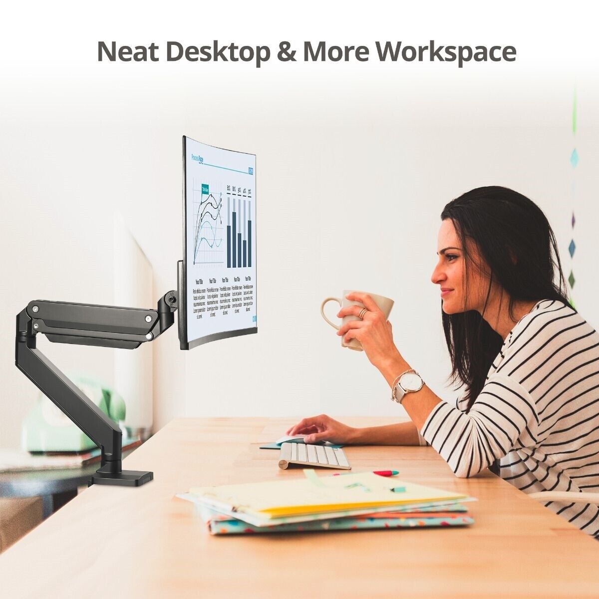 SIIG CE-MT2Z11-S1 Single Heavy-Duty Premium Gas Spring Desk Mount