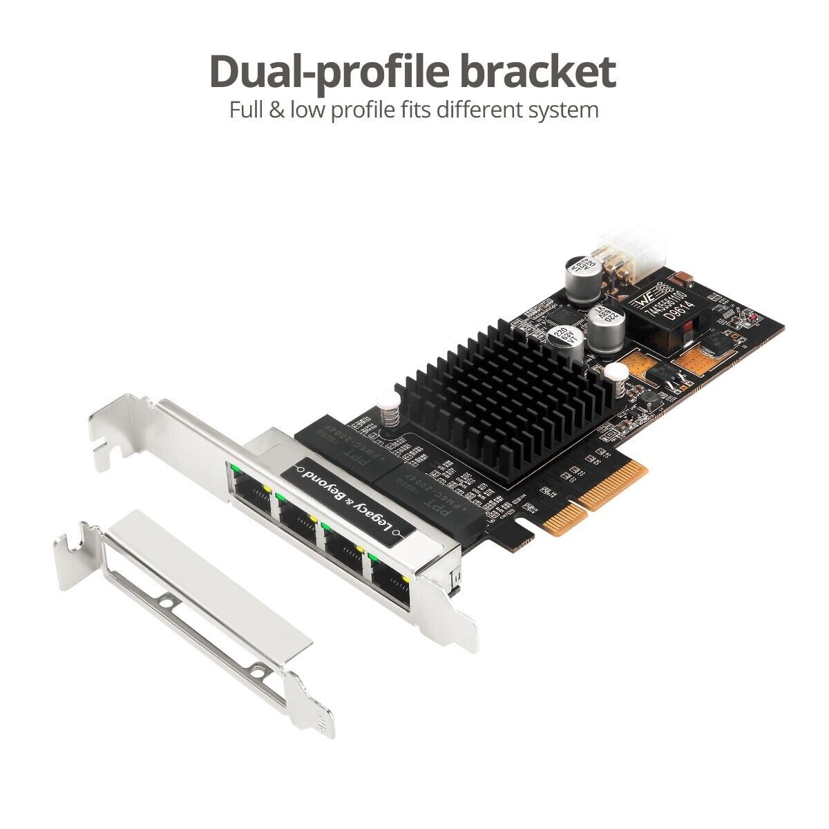 SIIG LB-GE0811-S1 4PT Gigabit Ethernet w POE PCIe Card - Intel 350 Brown Box