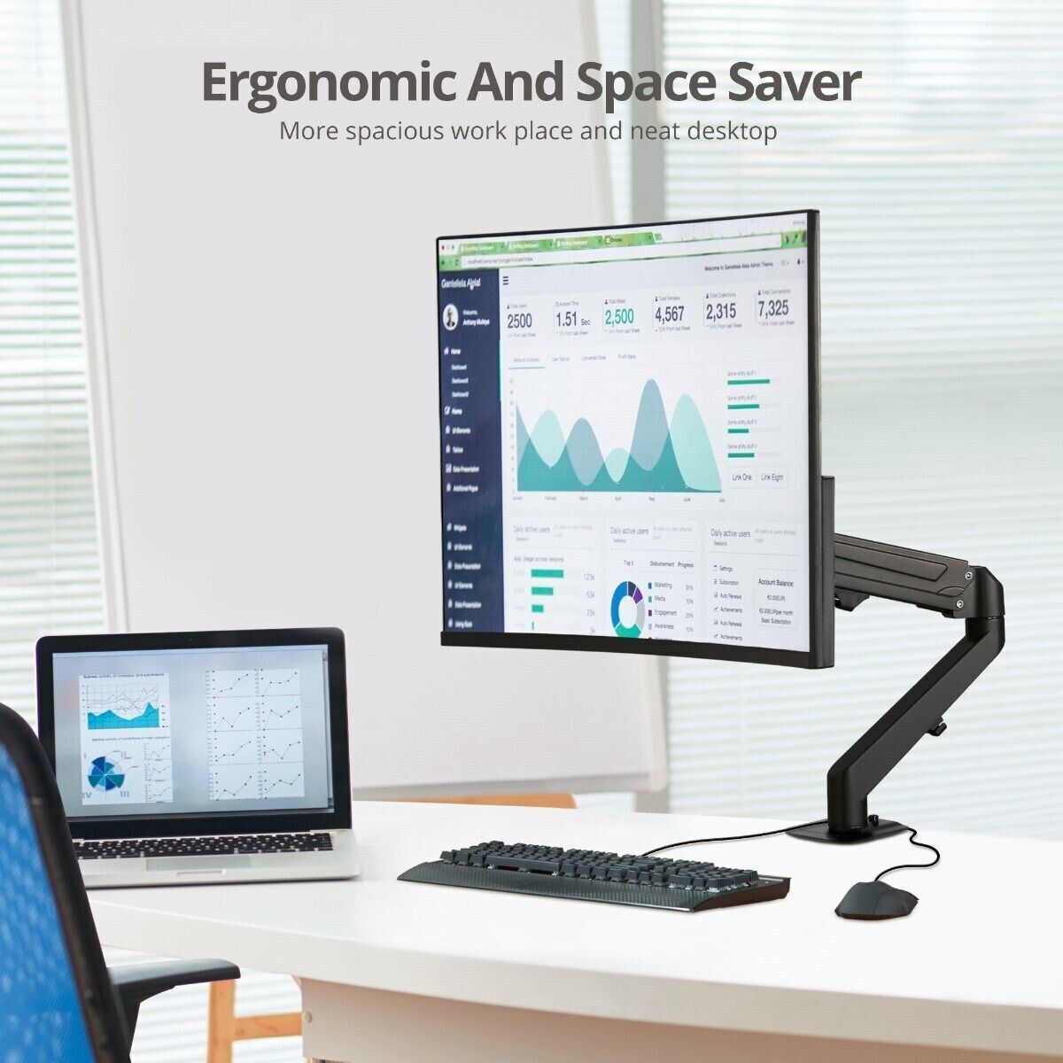 SIIG CE-MT3311-S1 Single Gas Spring C-Clamp Desk Mount 27 Brown Box