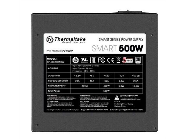 Thermaltake PS-SPD-0500NPCWUS-W Power Supply Smart 500W ATX 12V APFC 80+