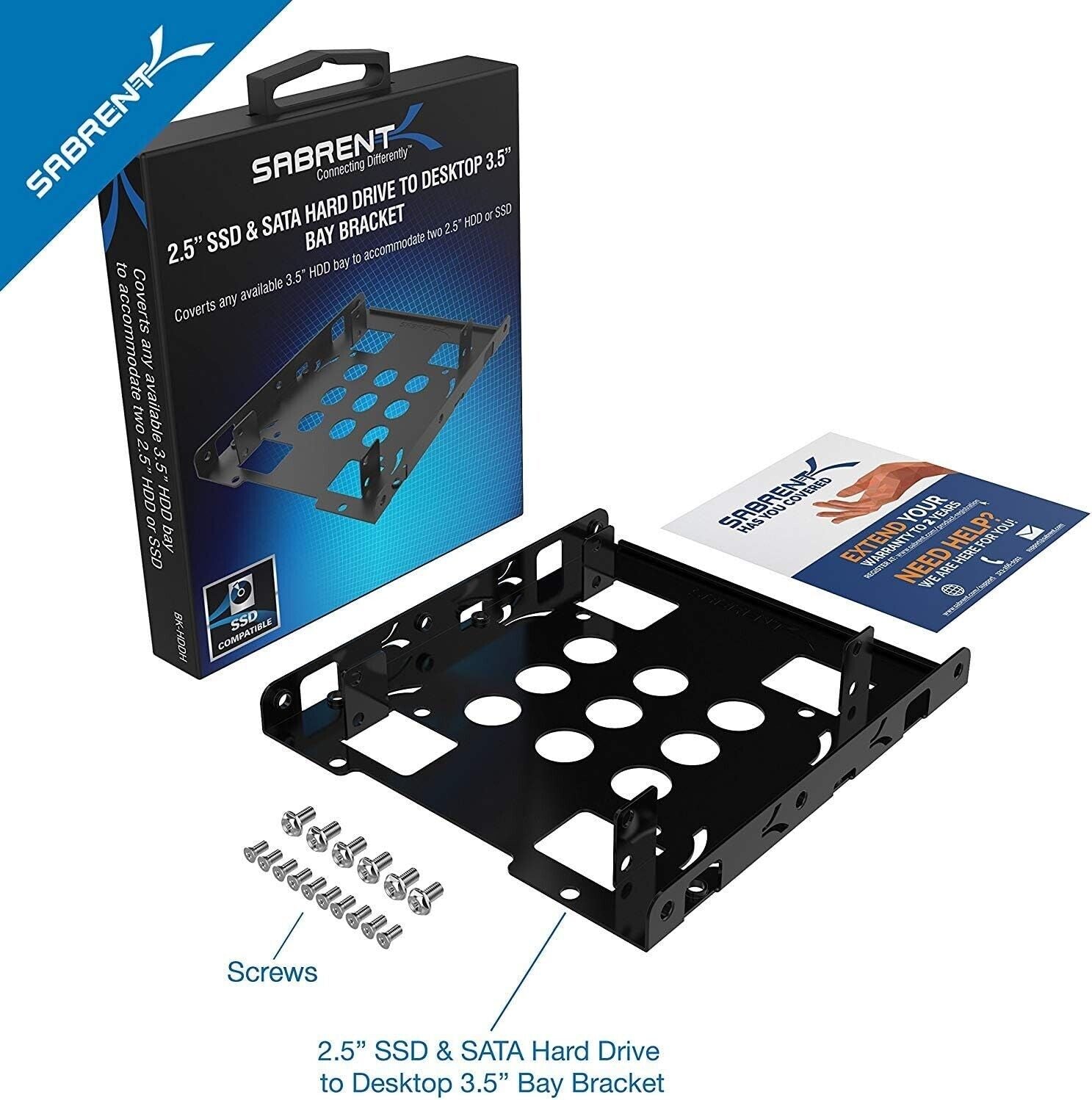 Sabrent BK-HDDH 2.5" to 3.5" Hard Drive Mount Bracket HDD Notebook to Desktop PC